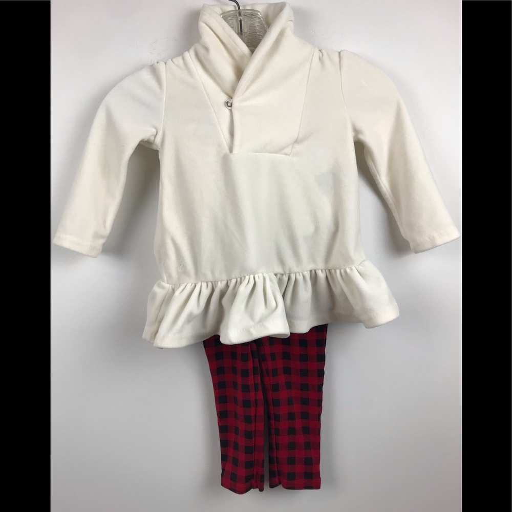 Ralph Lauren Red plaid Girls Outfit 24M